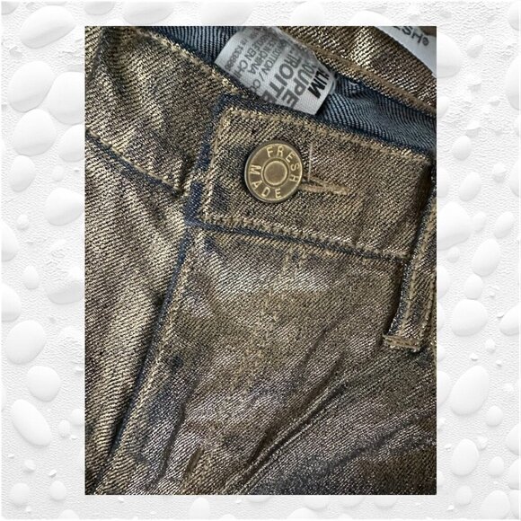 STUNNING JOE FRESH Black/Gold Coated Metallic Slim Jeans - Size 30" - Picture 5 of 10